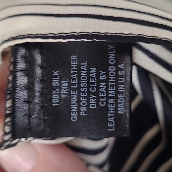 Alex & Trixie silk and black leather halter style striped top - Picture 3 of 6